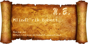 Mlinárik Babett névjegykártya